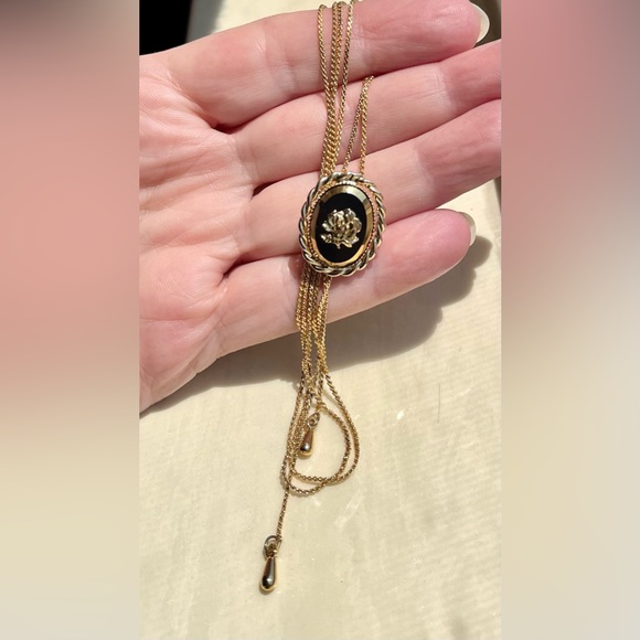 Vintage flower cameo style w/lariat chain / matching bracelet Sz 7 - Picture 7 of 12
